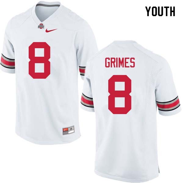 Ohio State Buckeyes #8 Trevon Grimes Youth Stitched Jersey White OSU59729